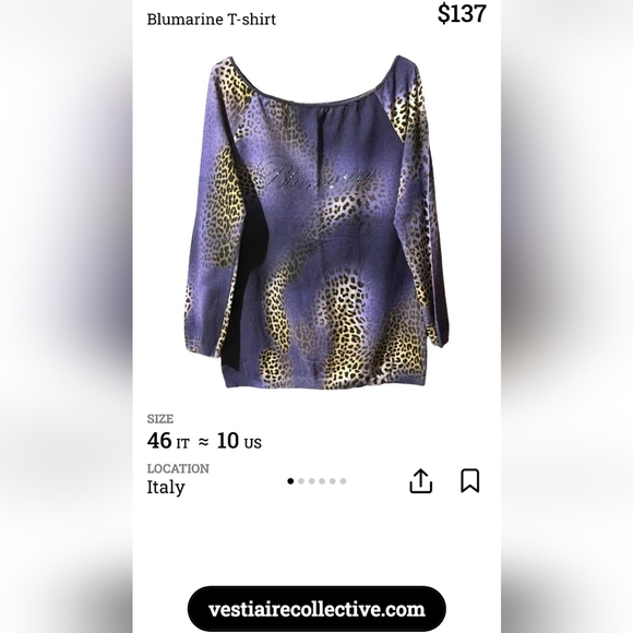 BLUMARINE Ruched Leopard Purple Animal Print Women's Tunic top - Picture 5 of 5